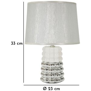 Lampe de table Mauro Ferretti Lace E14 Ø 23x33 cm blanc argent