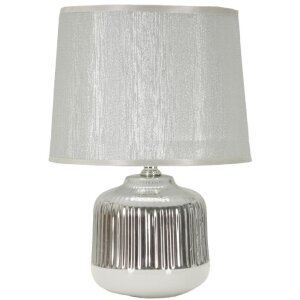 Lampe de table Mauro Ferretti Lucina E14 Ø 20x29 cm blanc argent