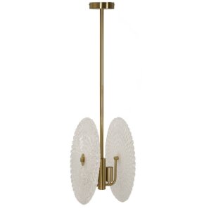 Lampe de plafond en verre Mauro Ferretti E14 35x18x80 cm doré blanc