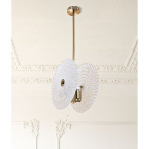 Lampe de plafond en verre Mauro Ferretti E14 35x18x80 cm doré blanc