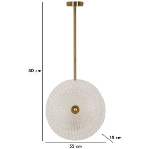 Lampe de plafond en verre Mauro Ferretti E14 35x18x80 cm doré blanc