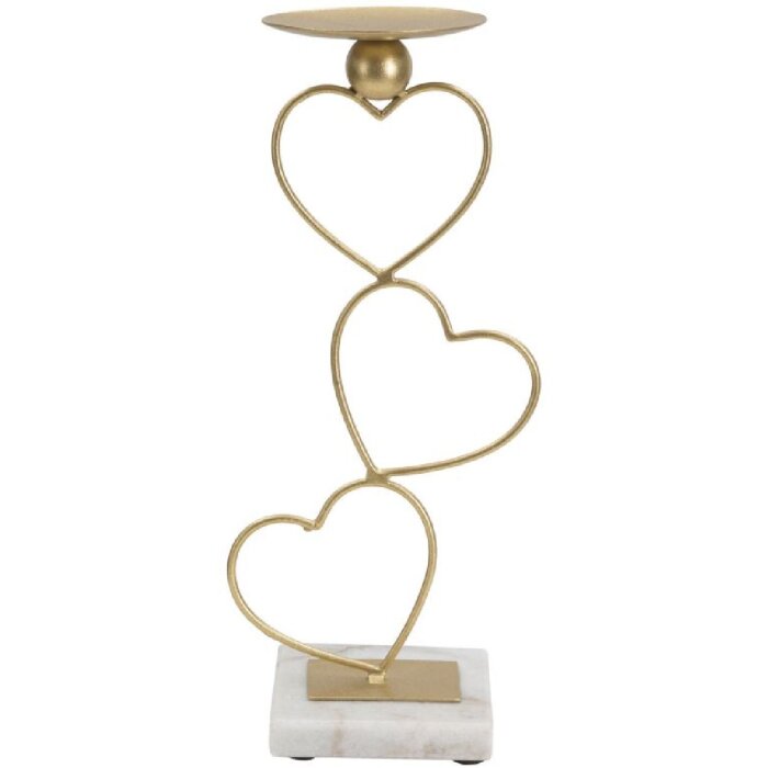 Mauro Ferretti Bougeoir Coeur 14,5x10x32,5 cm doré blanc