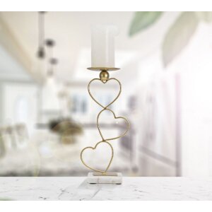 Mauro Ferretti Bougeoir Coeur 14,5x10x32,5 cm doré blanc
