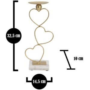 Mauro Ferretti Bougeoir Coeur 14,5x10x32,5 cm doré blanc