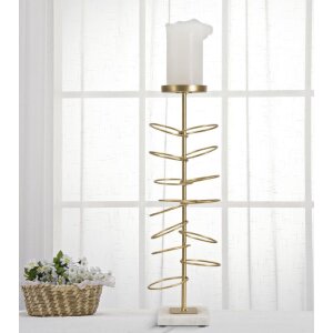 Mauro Ferretti Bougeoir Anneaux 14x13x46 cm doré blanc
