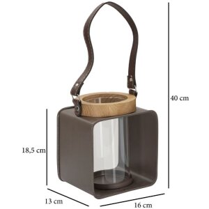 Mauro Ferretti Lanterne 16x13x18,5 cm marron