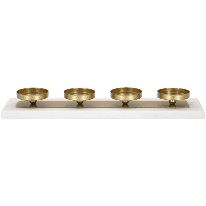 Mauro Ferretti Portavelas Mármol 4 Velas 40x10x5 cm Oro