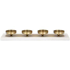 Mauro Ferretti Portavelas Mármol 4 Velas 40x10x5 cm Oro