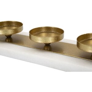 Mauro Ferretti Portavelas Mármol 4 Velas 40x10x5 cm Oro