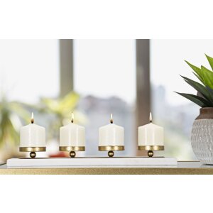 Mauro Ferretti Portavelas Mármol 4 Velas 40x10x5 cm Oro