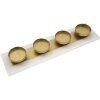 Mauro Ferretti Portavelas Mármol 4 Velas 40x10x5 cm Oro