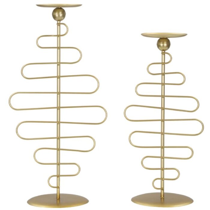 Mauro Ferretti Bougeoir Alid – Lot de 2 25x16x51 cm & 20x16x43 cm doré