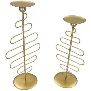 Mauro Ferretti Bougeoir Alid – Lot de 2 25x16x51 cm & 20x16x43 cm doré