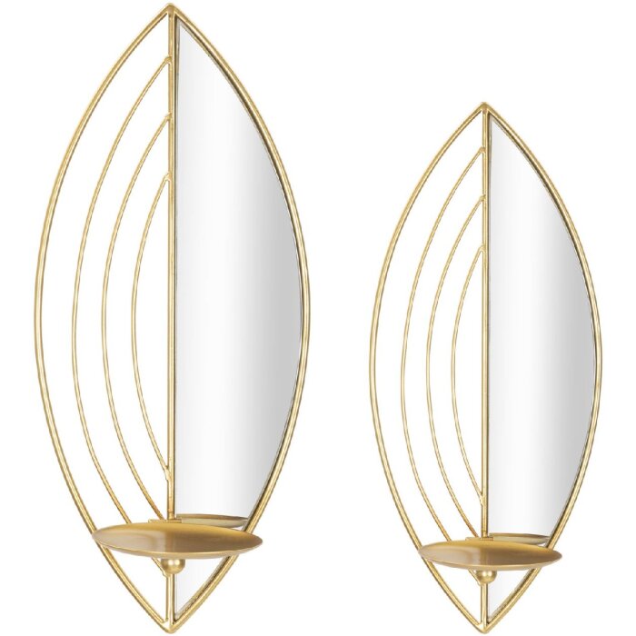 Mauro Ferretti Portavelas Pared Hoja – Set 2un 18x13x41 cm & 15x13x35 cm doré