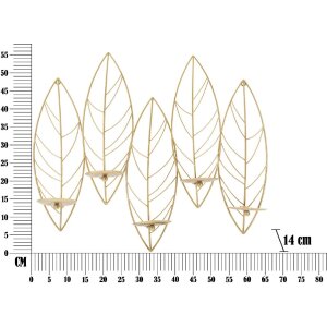 Mauro Ferretti Chandelier mural en forme de feuille pour 5 bougies 66x14x56 cm doré