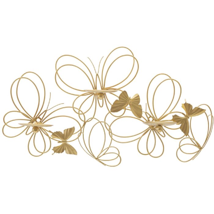 Mauro Ferretti Portachiodi a Muro Farfalle 3 Luce 61x12x34 cm dorato