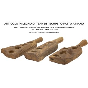 Mauro Ferretti Chandelier en teck 4 flammes 51x14x6 cm marron