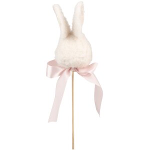 Clayre & Eef Fiche de plante Lapin blanc rose 7x7x33 cm