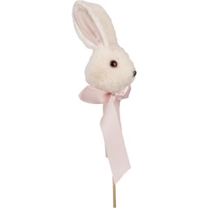 Clayre & Eef Fiche de plante Lapin blanc rose 7x7x33 cm