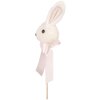 Clayre & Eef Fiche de plante Lapin blanc rose 7x7x33 cm