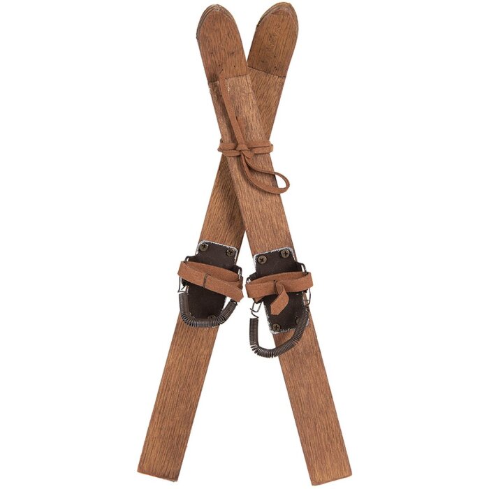 Clayre & Eef Ski décoratif en bois brun 11x4x28 cm Vintage Décoration hivernale