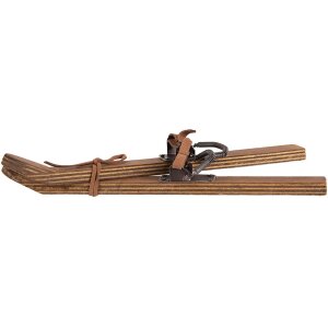Clayre & Eef Ski décoratif en bois brun 11x4x28 cm Vintage Décoration hivernale