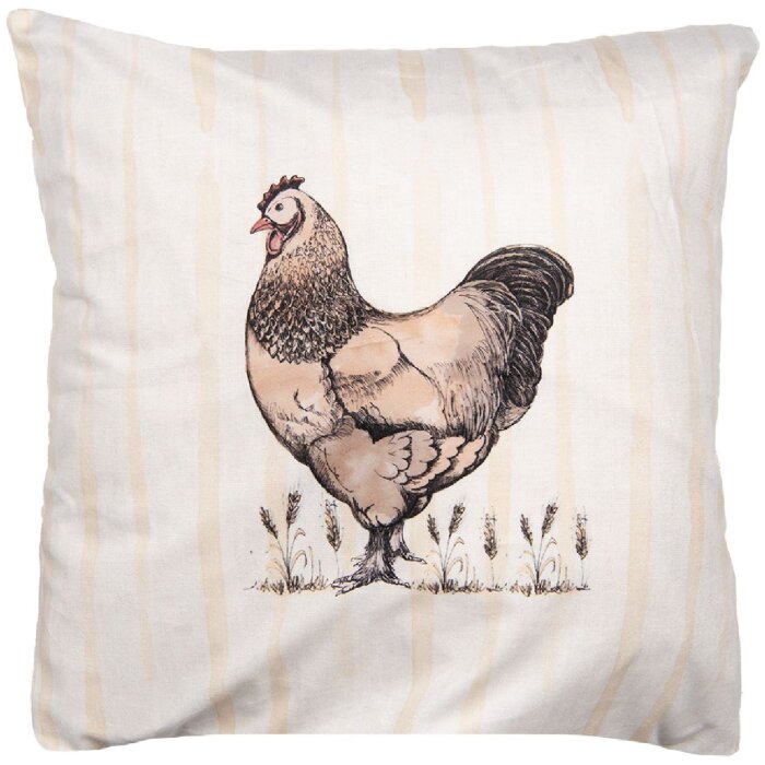 Clayre & Eef Housse de coussin RFL24 45x45 cm beige marron poule