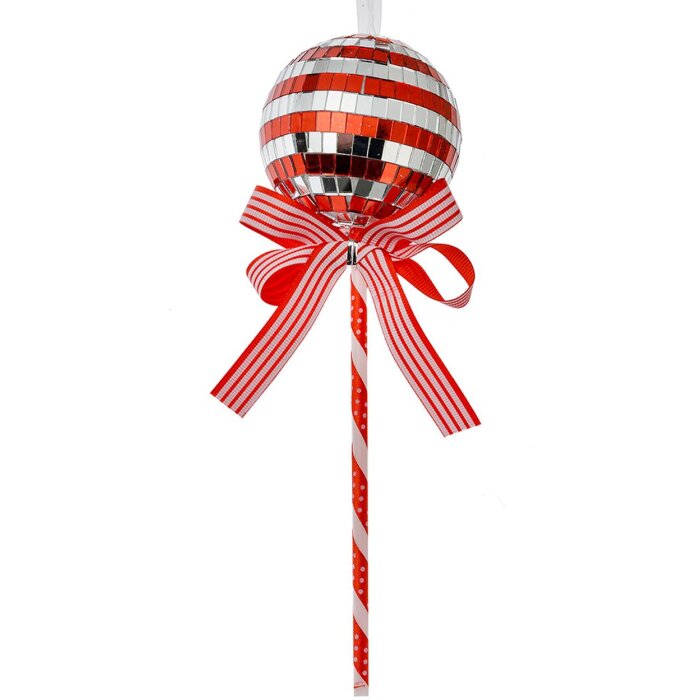 Clayre & Eef 66115R Pendentif Lollipop rouge argent Ø9x25 cm plastique
