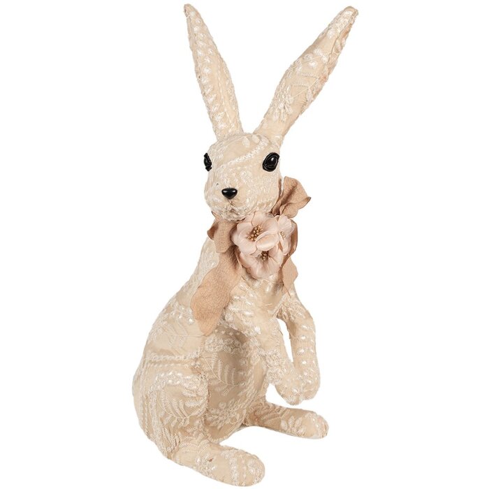 Clayre & Eef Figurine textile lapin déco Beige 25x19x54 cm