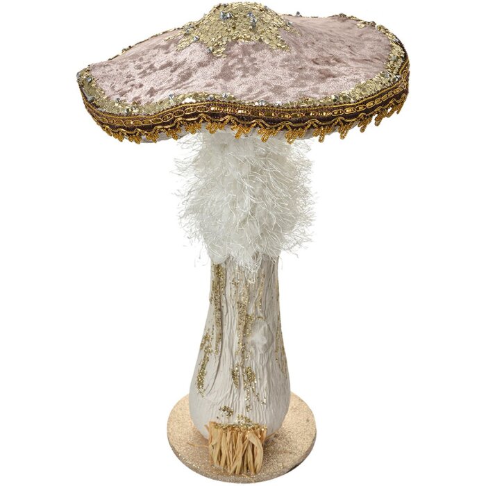 Clayre & Eef 66168 Champignon décoratif brun or Ø26x43cm Baroque plastique textile scintillant