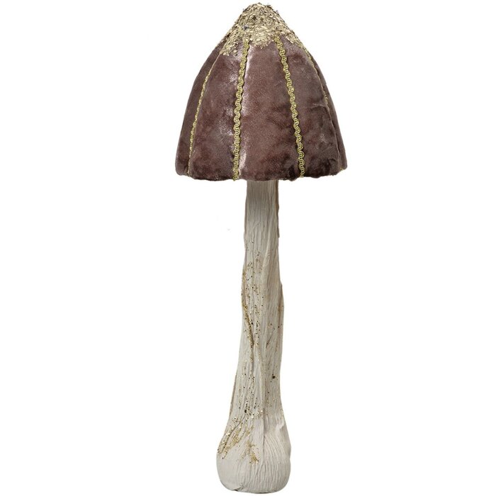 Clayre & Eef Champignon décoratif brun-or Ø15x40 cm Style baroque Plastique Décoration