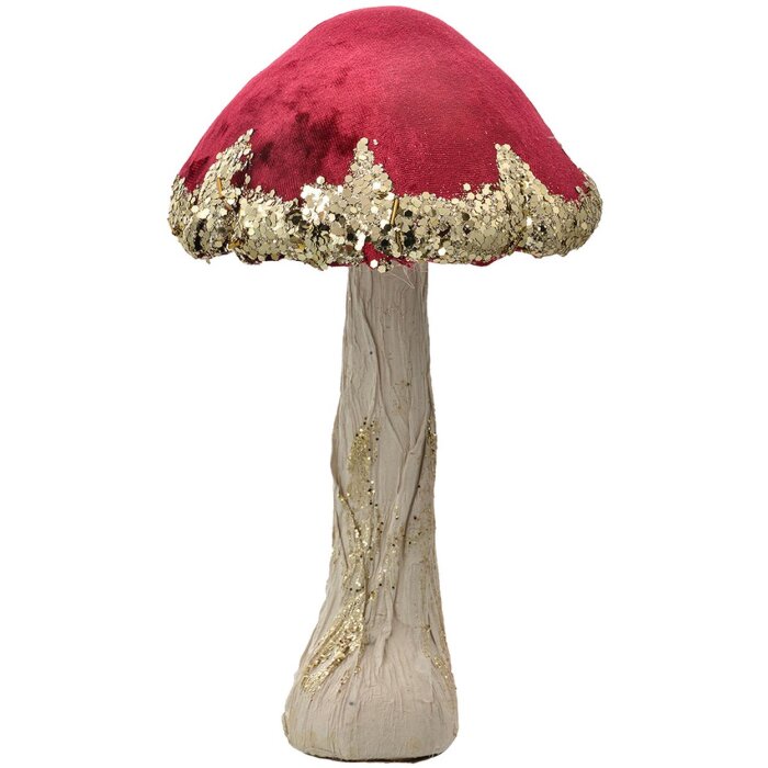 Clayre & Eef 66171 Champignon décoratif rouge or Ø17x29cm style baroque plastique