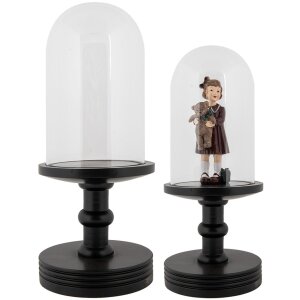 Clayre & Eef 6GL5059Z Cloche en verre Ø14x34cm Transparent Noir