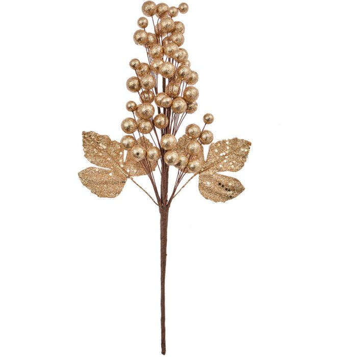 Clayre & Eef 66153GO Branche décorative Or Marron 34cm Décoration de Noël Plastique