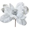Clayre & Eef 66159 Décoration de Noël Fleur Blanc Argent Ø 25 cm Plastique