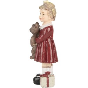 Clayre & Eef Décoration Enfant avec ours en peluche Rouge Marron 6x4x13 cm