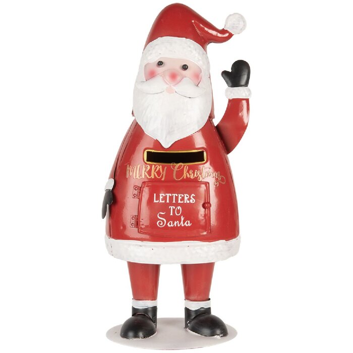 Clayre & Eef 6Y5853 Boîte aux lettres Santa Claus rouge blanc 16x14x35 cm