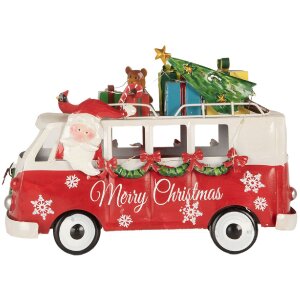 Clayre & Eef 6Y5855 Modèle de bus LED Rouge Blanc 31x15x21 cm Fonctionnement sur piles