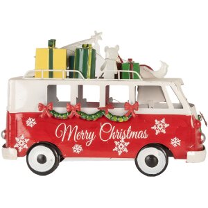 Clayre & Eef 6Y5855 Modèle de bus LED Rouge Blanc 31x15x21 cm Fonctionnement sur piles