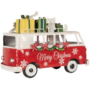 Clayre & Eef 6Y5855 Modèle de bus LED Rouge Blanc 31x15x21 cm Fonctionnement sur piles