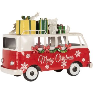 Clayre & Eef 6Y5855 Modèle de bus LED Rouge Blanc 31x15x21 cm Fonctionnement sur piles