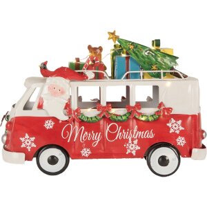 Clayre & Eef 6Y5855 Modèle de bus LED Rouge Blanc 31x15x21 cm Fonctionnement sur piles