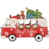 Clayre & Eef 6Y5855 Modèle de bus LED Rouge Blanc 31x15x21 cm Fonctionnement sur piles