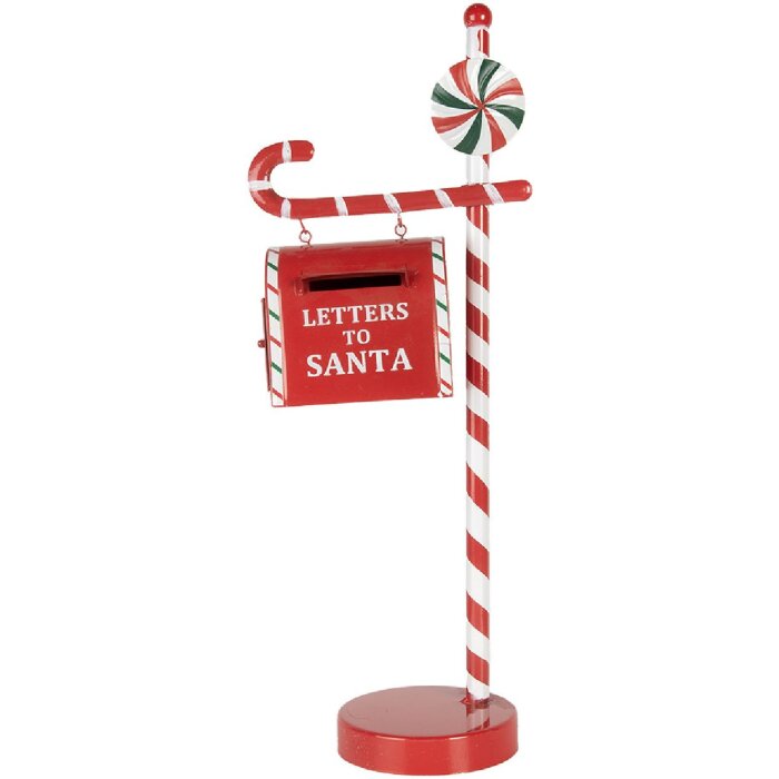 Clayre & Eef 6Y5857 Boîte aux lettres Décoration de Noël Rouge Blanc 20x12x51 cm