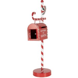 Clayre & Eef 6Y5857 Boîte aux lettres Décoration de Noël Rouge Blanc 20x12x51 cm