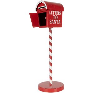 Clayre & Eef Boîte aux lettres Letters to Santa Rouge Ø15x50cm style campagnard métal