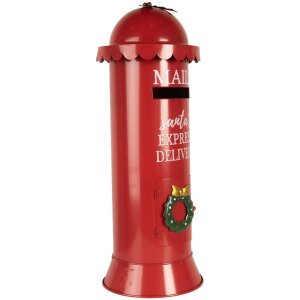Clayre & Eef 6Y5859 Boîte aux lettres Rouge Ø19x52cm Santas Express Delivery