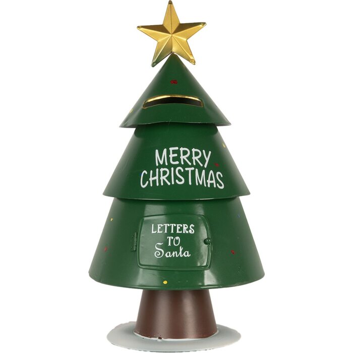 Clayre & Eef Boîte aux lettres de Noël Letters to Santa vert Ø18x35cm