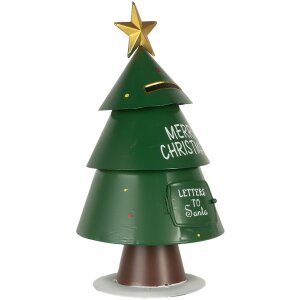Clayre & Eef Boîte aux lettres de Noël Letters to Santa vert Ø18x35cm