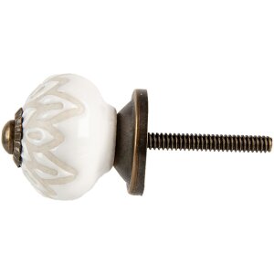 Clayre & Eef Bouton de porte Céramique Blanc...